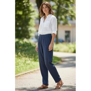 St John Basics‎ Pants Womens 6 Navy Knit Pull On Quietluxury Minimalist Casual